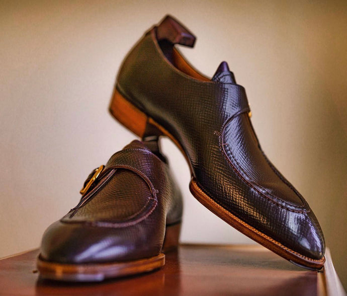 Acme Shoemaker Dark Cognac Shell Cordovan Monk-Strap Loafer Shoe