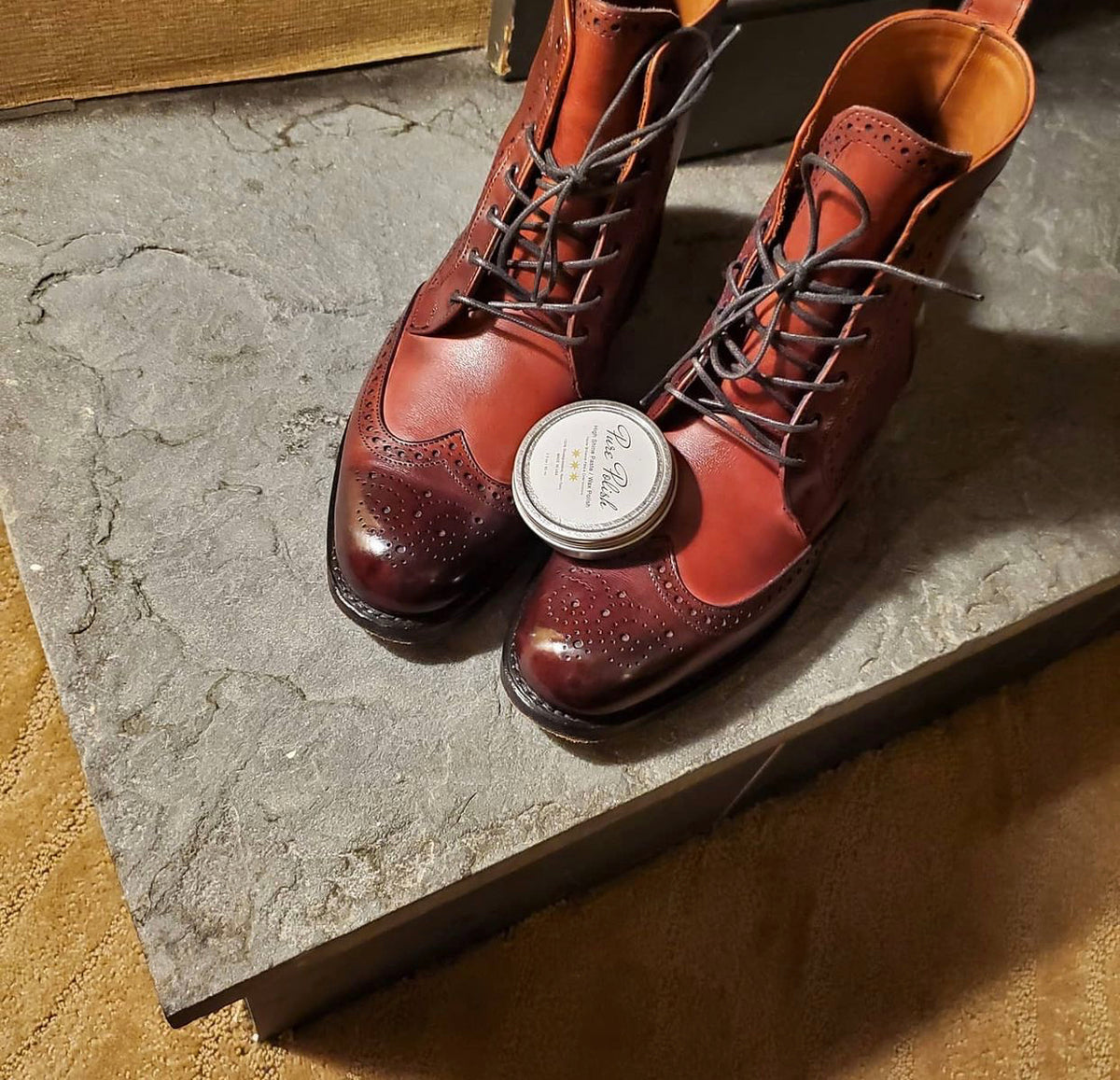 Allen Edmonds Brown Wingtip Derby Boot Pure Polish Products