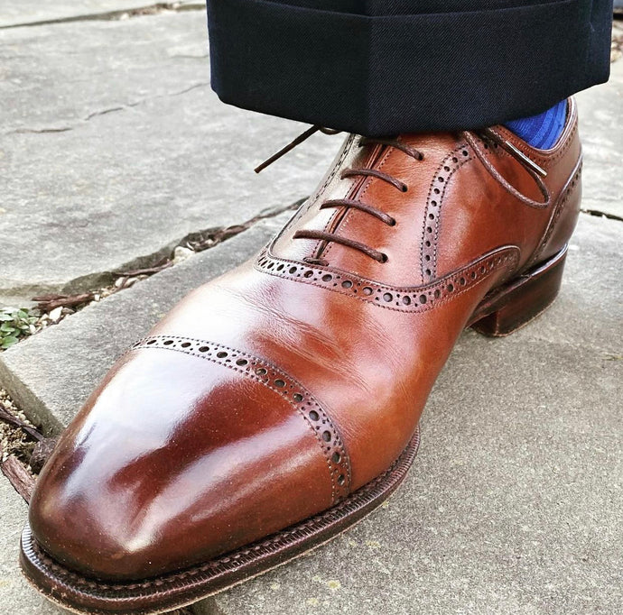 Carmina Shoemaker Brown Cap Toe Semi Brogue Oxford Shoe