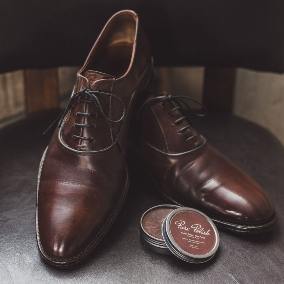 6 Premium Shoe Polish Brown Stain Wax Paste Leather Boot Purse Cream Care  Shine