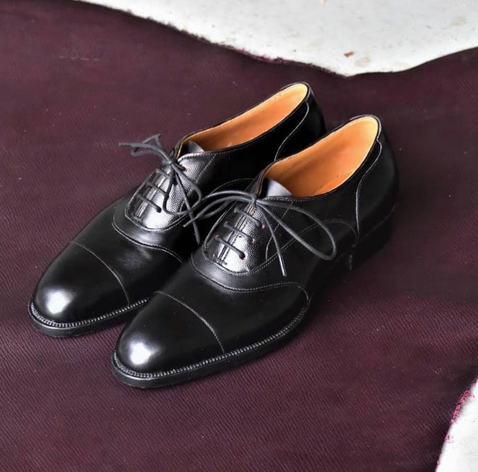 Black Calfskin Oxford Cap Toe Shoe