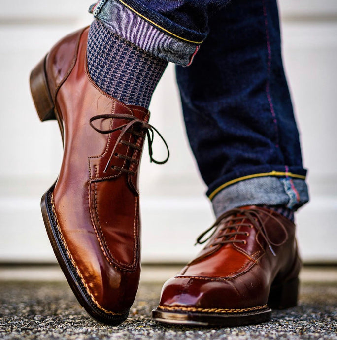 Acme Shoemaker Brown Shell Cordovan Apron Toe Chiseled Toe Derby Shoe