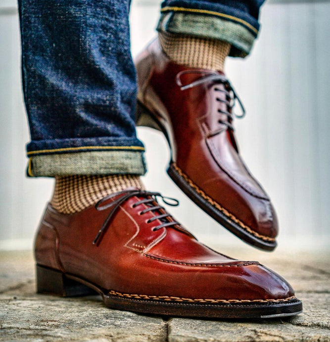 Acme Shoemaker Color 4 Shell Cordovan Derby Split Toe Pie Crust Shoe