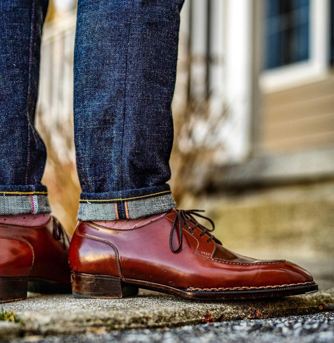 Acme Shoemaker Color 4 Shell Cordovan Split Toe Pie Crust Derby Shoe