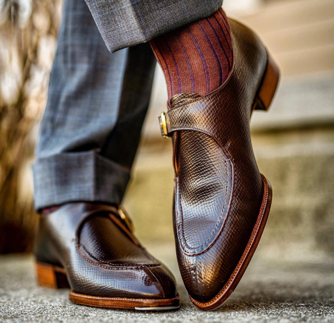 Acme Shoemaker Dark cognac Shell Cordovan Monk Strap Loafer Shoe