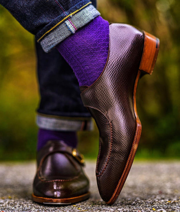 Acme Shoemaker Dark Cognac Shell Cordovan Split Toe Monk-Strap Shoe