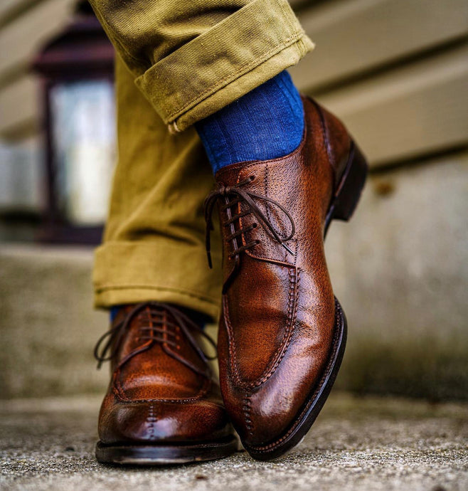 Antonio Meccariello Brown Peccary Split Toe Pie-Crust Derby Shoe