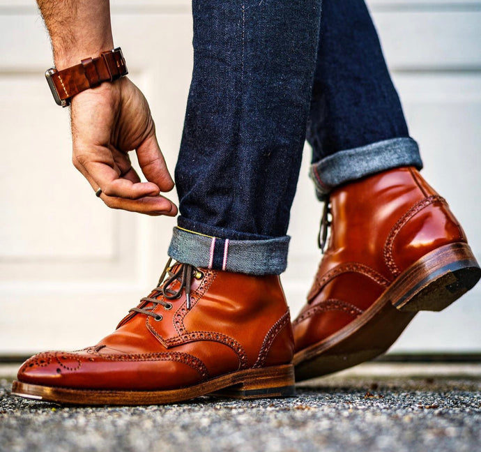 Carmina Shoemaker Brown Wingtip Semi Brogue Derby Boot