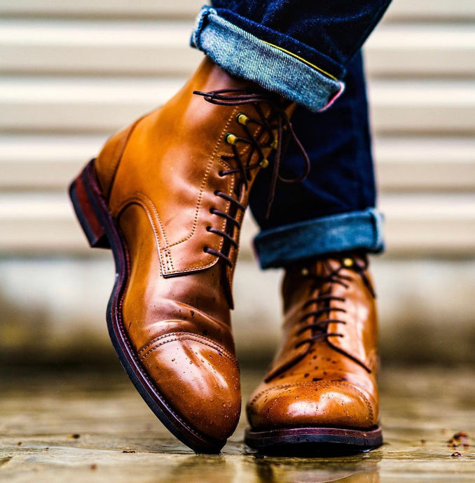 Carmina Shoemaker Brown Shell Cordovan Derby Cap Toe Boot