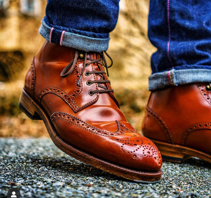 Carmina Shoemaker Light Brown Shell Cordovan Wingtip Boot