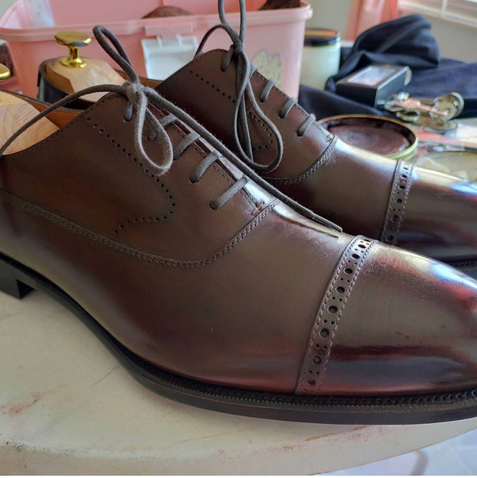 CNES Shoemaker International Dark brown BR1-AM Oxford Cap Toe Shoe