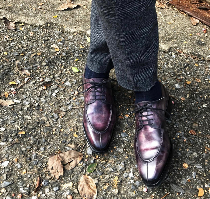 Cru Nonpareil Aubergine Split Toe Derby Shoe