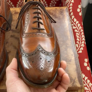 Pair of vintage Florsheim Imperial Wingtip Brogues polished with Walnut Leather Cream Polish