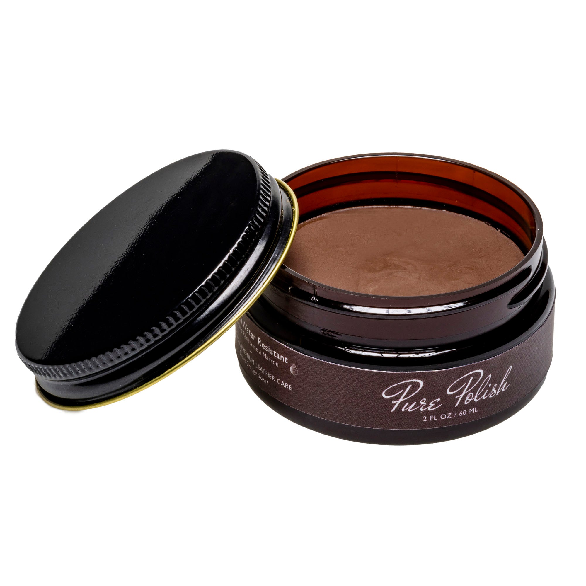 Brown Water Resistant Leather Cream made with Beeswax and Coconut